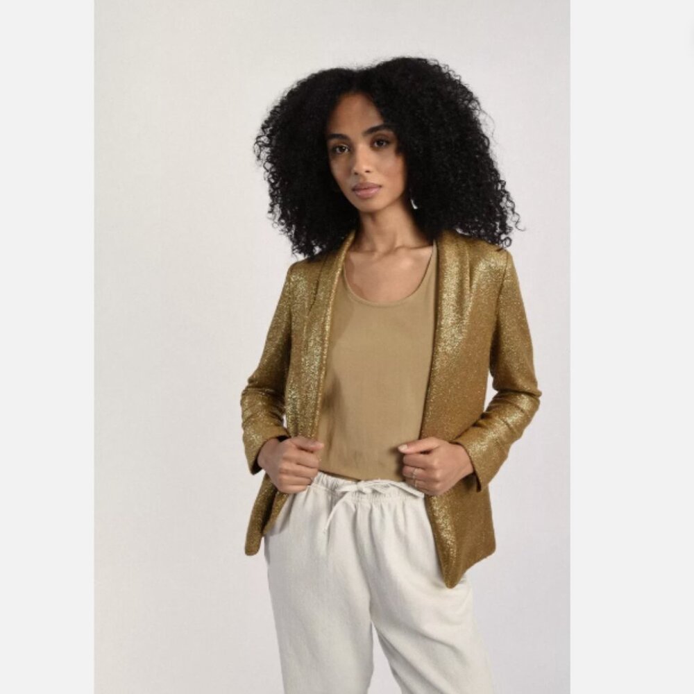 Molly Bracken Open Front Blazer Gold with gold flecks Small/Medium